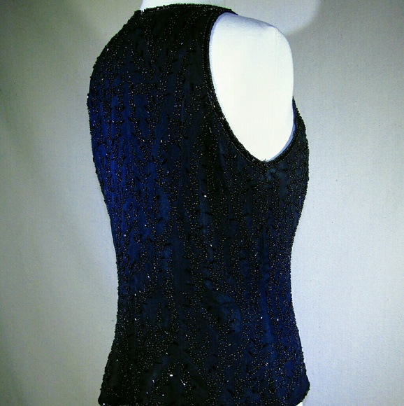 MAE AMI BLACK SEQUINED SLEEVELESS TOP - Picture 3 of 8